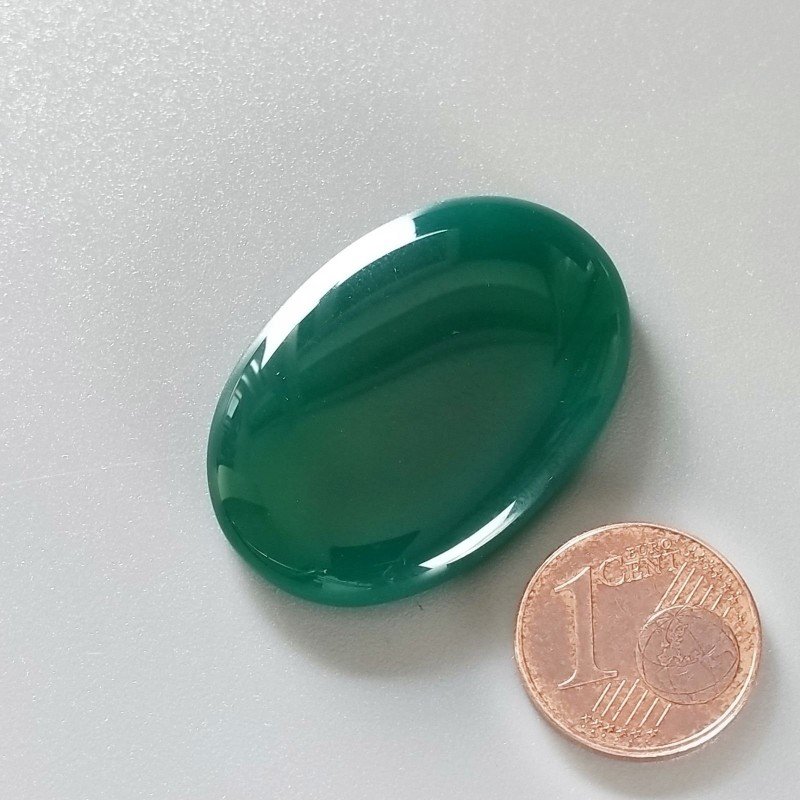 Onice Verde Forma Ovale Piatto Cabochon Liscio Fatto a Mano 34X24X5mm 8,55gm 1pz