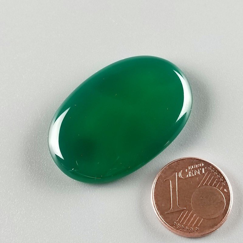 Onice Verde Forma Ovale Piatto Cabochon Liscio Fatto a Mano 33X23X5mm 7,67gm 1pz