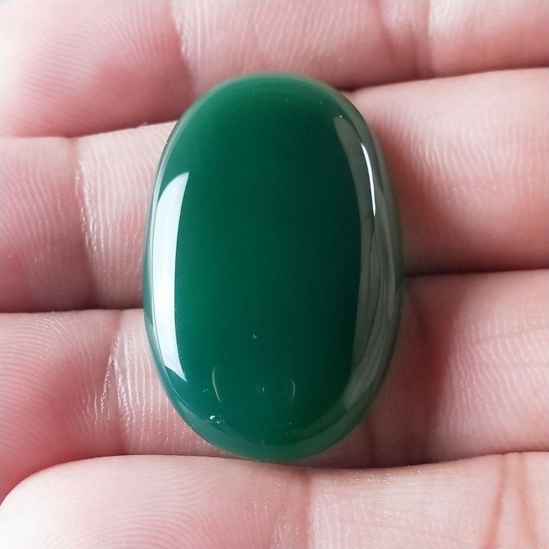 Onice Verde Forma Ovale Piatto Cabochon Liscio Fatto a Mano 33X21X7mm 8,05gm 1pz Onice Verde Forma Ovale Piatto Cabochon Liscio Fatto a Mano 33X21X7mm 8,05gm 1pz
