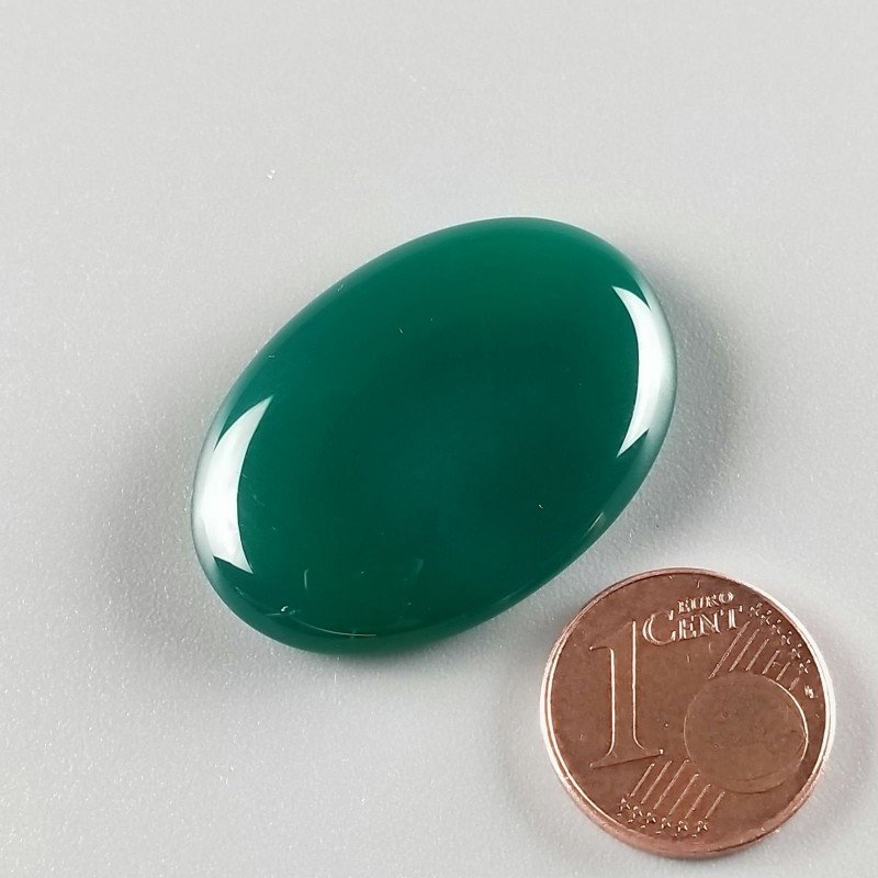 Onice Verde Forma Ovale Piatto Cabochon Liscio Fatto a Mano 32X22X6mm 6,97gm 1pz
