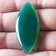 Onice Verde Forma Marquise Piatto Cabochon Liscio Fatto a Mano 41X19X5mm 5,93gm 1pz