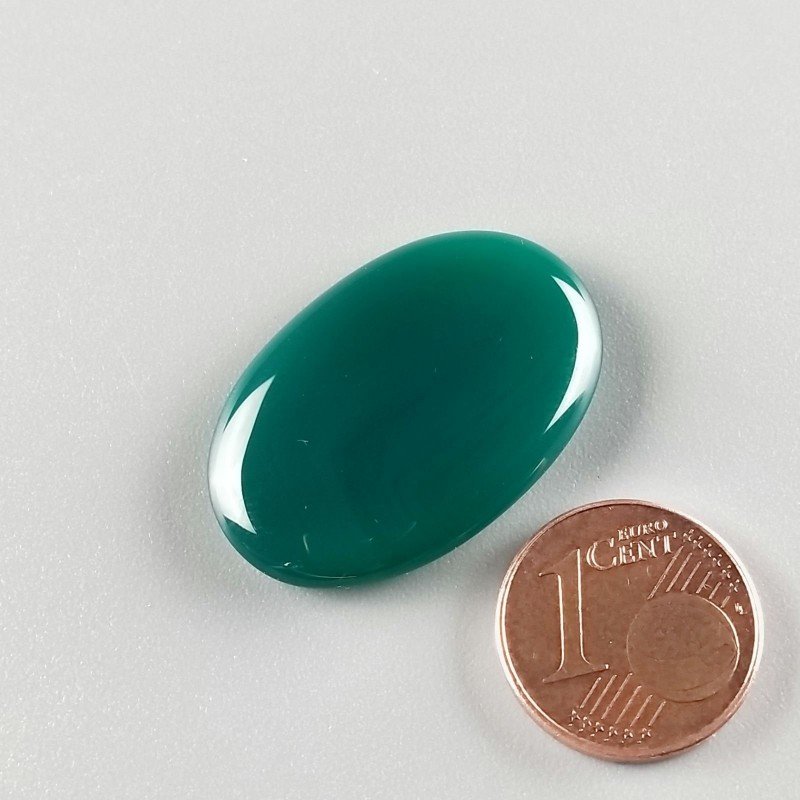 Onice Verde Forma Ovale Piatto Cabochon Liscio Fatto a Mano 28X19X4mm 4,20gm 1pz