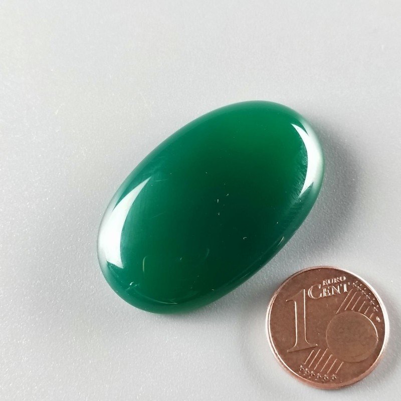 Onice Verde Forma Ovale Piatto Cabochon Liscio Fatto a Mano 35X23X7mm 10,37gm 1pz