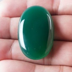 Onice Verde Forma Ovale Piatto Cabochon Liscio Fatto a Mano 35X23X7mm 10,37gm 1pz