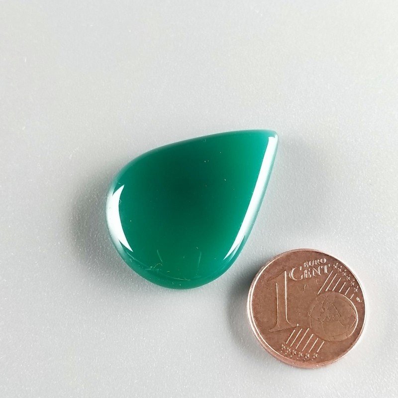 Onice Verde Forma Gocce Piatto Cabochon Liscio Fatto a Mano 29X22X5mm 4,95gm 1pz