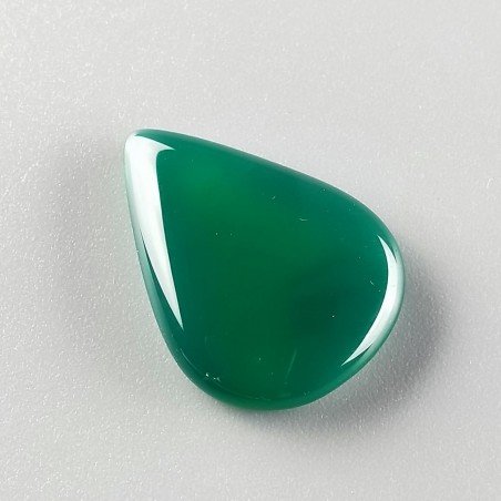 Onice Verde Forma Gocce Piatto Cabochon Liscio Fatto a Mano 27X20X5mm 4,12gm 1pz
