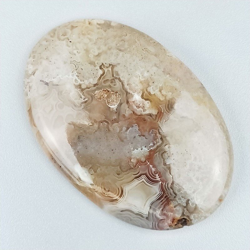 Cabochon di Agata Crazy Lace Naturale Ovale, Piatto e Liscio, 49x33 mm, 16,83 g, Fatto a Mano