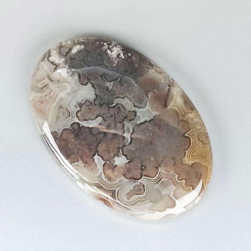 Cabochon di Agata Crazy Lace Naturale Ovale, Piatto e Liscio, 41x27 mm, 9,84 g, Fatto a Mano