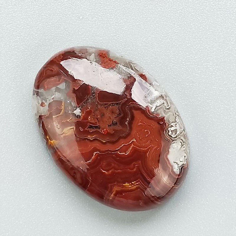 Agata Crazy Lace Naturale Forma Ovale Piatto Cabochon Liscio Fatto a Mano 26X19mm 5,80gm 1pz