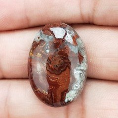 Agata Crazy Lace Naturale Forma Ovale Piatto Cabochon Liscio Fatto a Mano 26X19mm 5,80gm 1pz