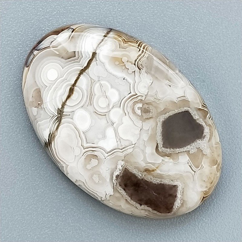 Cabochon di Agata Crazy Lace Naturale Ovale, Piatto e Liscio, 30x20 mm, 5,06 g, Fatto a Mano