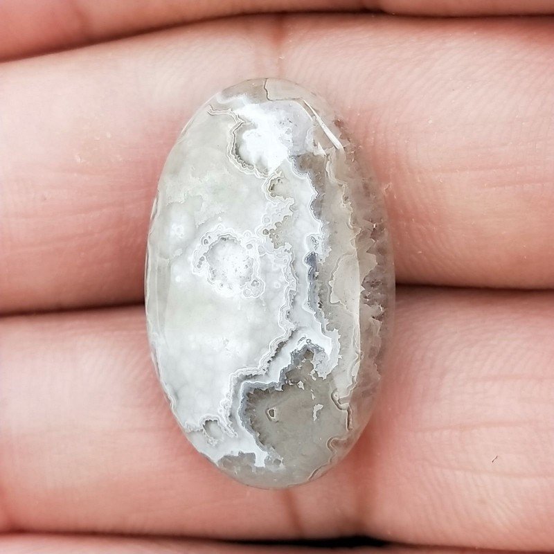 Agata Crazy Lace Naturale Forma Ovale Piatto Cabochon Liscio Fatto a Mano 26X16mm 4,70gm 1pz