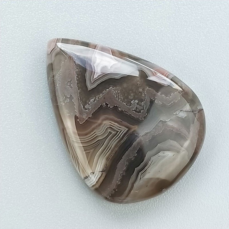 Cabochon di Agata Crazy Lace Naturale Goccia, Piatto e Liscio, 28x21 mm, 5,27 g, Fatto a Mano