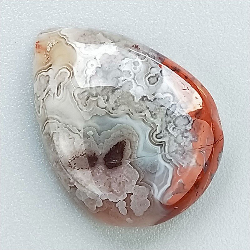 Cabochon di Agata Crazy Lace Naturale Goccia, Piatto e Liscio, 22x16 mm, 3,02 g, Fatto a Mano