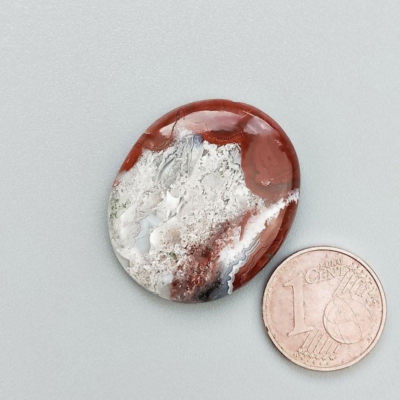 Agata Crazy Lace Naturale Forma Ovale Piatto Cabochon Liscio Fatto a Mano 23X21mm 5,92gm 1pz