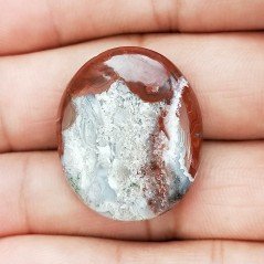 Agata Crazy Lace Naturale Forma Ovale Piatto Cabochon Liscio Fatto a Mano 23X21mm 5,92gm 1pz