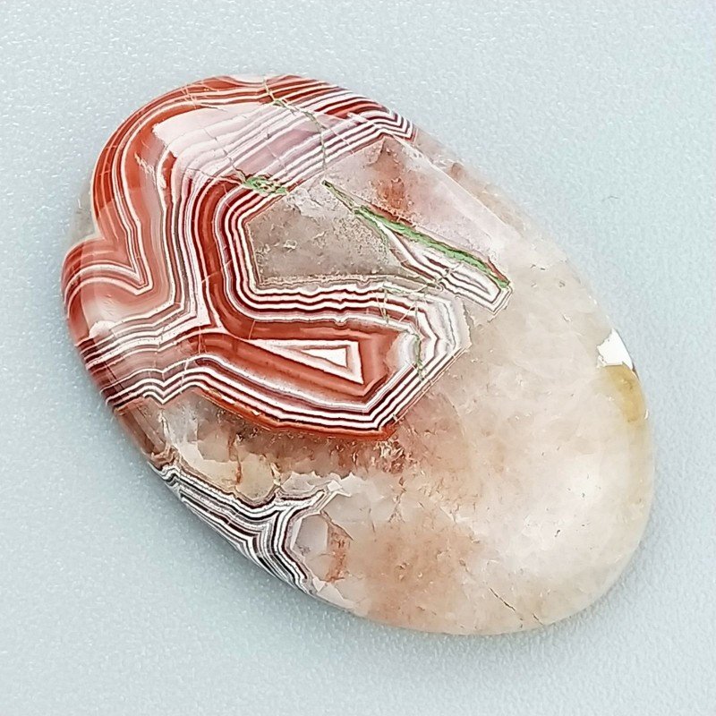 Cabochon di Agata Crazy Lace Naturale Ovale, Piatto e Liscio, 28x19 mm, 4,32 g, Fatto a Mano