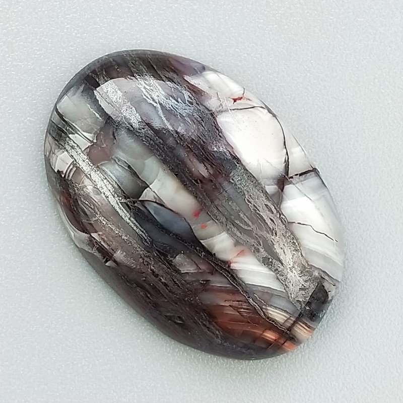 Cabochon di Agata Crazy Lace Naturale Ovale, Piatto e Liscio, 27x18 mm, 5,08 g, Fatto a Mano