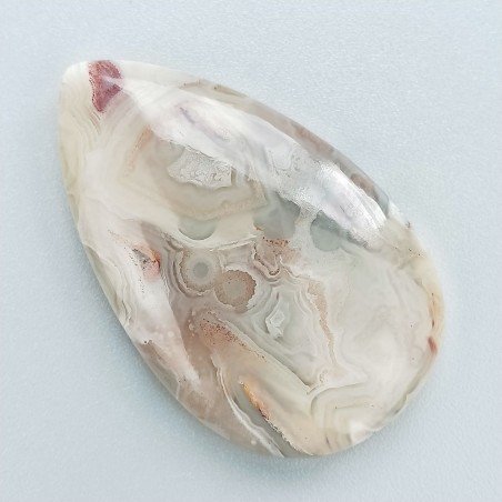 Agata Crazy Lace Naturale Forma Goccia Piatto Cabochon Liscio Fatto a Mano 42X26mm 9,97gm 1pz