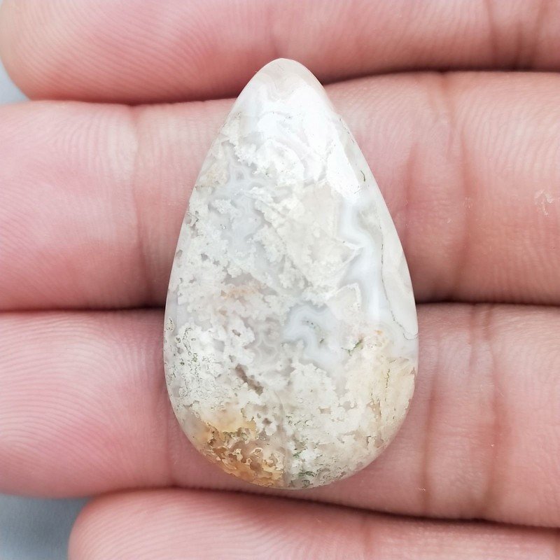 Agata Crazy Lace Naturale Forma Goccia Piatto Cabochon Liscio Fatto a Mano 32X19mm 6,07gm 1pz