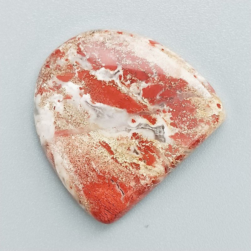 Cabochon di Agata Crazy Lace Naturale Fantasia, Piatto e Liscio, 26x25 mm, 5,85 g, Fatto a Mano
