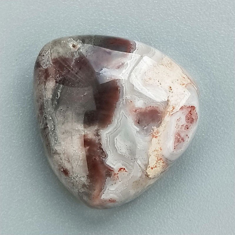Cabochon di Agata Crazy Lace Naturale Cuore, Piatto e Liscio, 21x20 mm, 5,16 g, Fatto a Mano