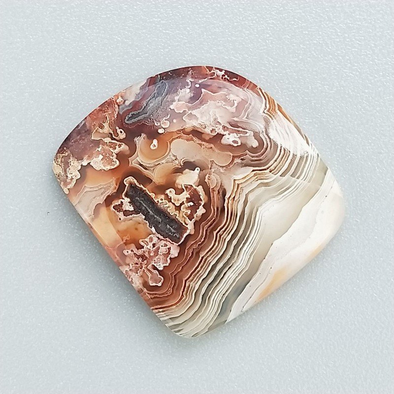 Cabochon di Agata Crazy Lace Naturale Fantasia, Piatto e Liscio, 20x18 mm, 2,32 g, Fatto a Mano