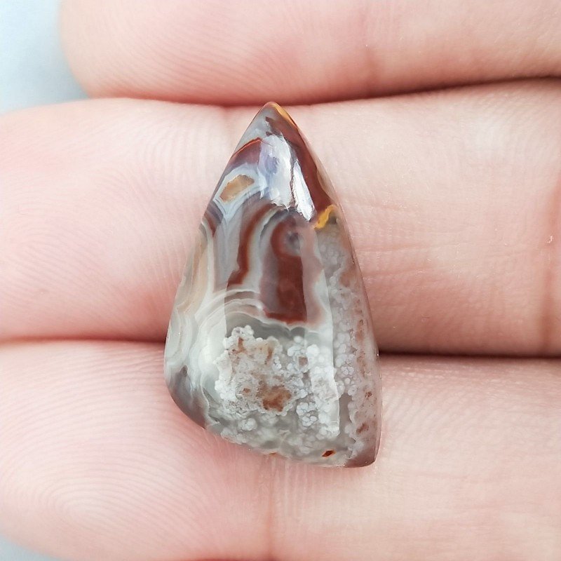 Agata Crazy Lace Naturale Forma Fantasia Piatto Cabochon Liscio Fatto a Mano 24X14mm 2,97gm 1pz