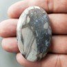 Agata Fossile Grigio Naturale Forma Ovale Piatto Cabochon Liscio Fatto a Mano 49X27X5mm 12,84gm 1pz