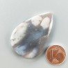 Agata Fossile Grigio Naturale Forma Goccia Piatto Cabochon Liscio Fatto a Mano 43X29X5mm 9,68gm 1pz