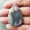 Agata Fossile Grigio Naturale Forma Goccia Piatto Cabochon Liscio Fatto a Mano 43X29X5mm 9,68gm 1pz