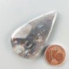 Agata Fossile Grigio Naturale Forma Goccia Piatto Cabochon Liscio Fatto a Mano 44X25X5mm 8,64gm 1pz