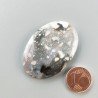 Agata Fossile Grigio Naturale Forma OvalePiatto Cabochon Liscio Fatto a Mano 41X29X5mm 10,36gm 1pz