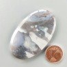 Agata Fossile Grigio Naturale Forma OvalePiatto Cabochon Liscio Fatto a Mano 53X31X5mm 15,65gm 1pz