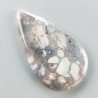 Agata Fossile Grigio Naturale Forma Goccia Piatto Cabochon Liscio Fatto a Mano 48X28X5mm 10,74gm 1pz