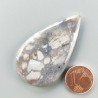 Agata Fossile Grigio Naturale Forma Goccia Piatto Cabochon Liscio Fatto a Mano 48X28X5mm 10,74gm 1pz