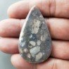 Agata Fossile Grigio Naturale Forma Goccia Piatto Cabochon Liscio Fatto a Mano 48X28X5mm 10,74gm 1pz