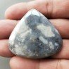 Agata Fossile Grigio Naturale Forma Cuore Piatto Cabochon Liscio Fatto a Mano 41X42X6mm 16,14gm 1pz
