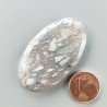 Agata Fossile Grigio Naturale Forma Ovale Piatto Cabochon Liscio Fatto a Mano 44X26X5mm 10,55gm 1pz