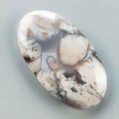Agata Fossile Grigio Naturale Forma OvalePiatto Cabochon Liscio Fatto a Mano 39X22X6mm 8,60gm 1pz