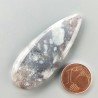 Agata Fossile Grigio Naturale Forma Goccia Piatto Cabochon Liscio Fatto a Mano 51X20X5mm 8,52gm 1pz
