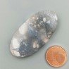 Agata Fossile Grigio Naturale Forma OvalePiatto Cabochon Liscio Fatto a Mano 45X23X6mm 10,10gm 1pz