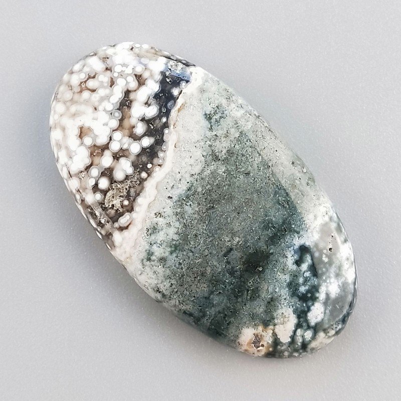 Agata Muschiata Naturale Forma Ovale Piatto Cabochon Liscio Fatto a Mano 42X23mm 10,08gm 1pz