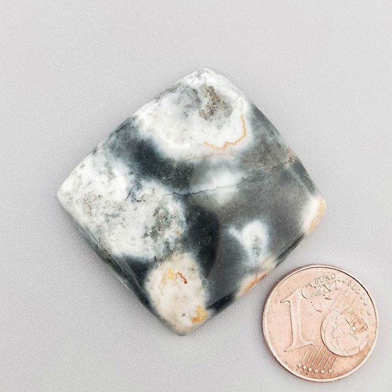 Cabochon di Agata Muschiata Naturale Rettangolare, Piatto e Liscio, 31x30 mm, 9,79 g, Fatto a Mano