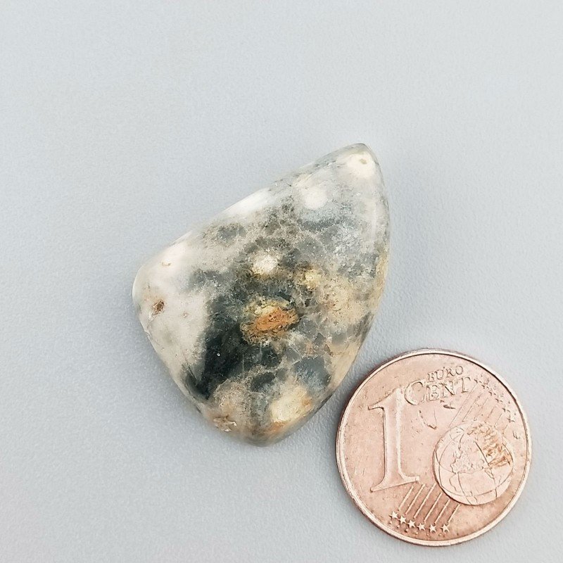 Agata Muschiata Naturale Forma Fantasia Piatto Cabochon Liscio Fatto a Mano 26x19mm 4,32gm 1pz