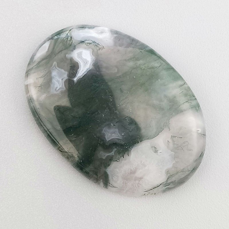 Agata Muschiata Naturale Forma Ovale Piatto Cabochon Liscio Fatto a Mano 36X25X5mm 7,90gm 1pz
