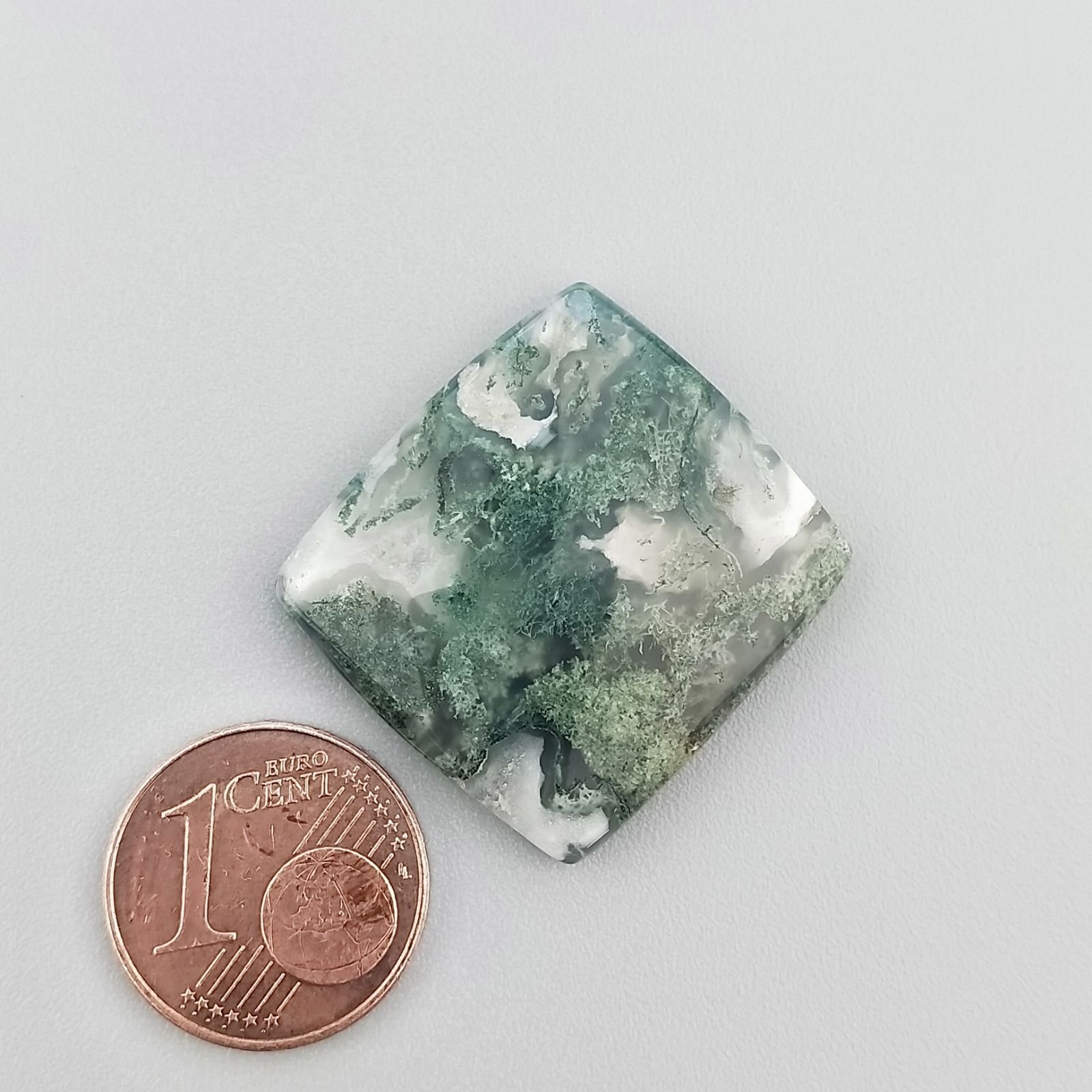 Agata Muschiata Naturale Forma Rettangolare Piatto Cabochon Liscio Fatto a Mano 23X22X05mm 5,10gm 1pz