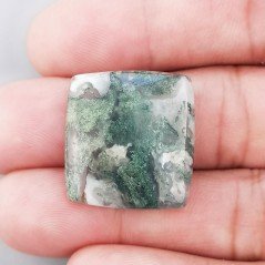 Agata Muschiata Naturale Forma Rettangolare Piatto Cabochon Liscio Fatto a Mano 23X22X05mm 5,10gm 1pz