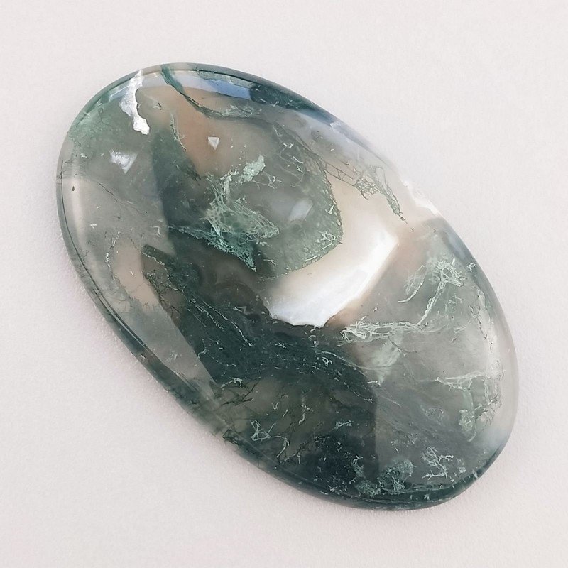Agata Muschiata Naturale Forma Ovale Piatto Cabochon Liscio Fatto a Mano 46X25X5mm 9,94gm 1pz