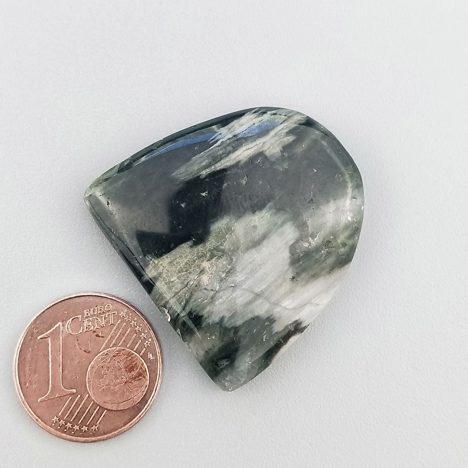 Agata Muschiata Naturale Forma Fantasia Piatto Cabochon Liscio Fatto a Mano 27X27mm 7,82gm 1pz